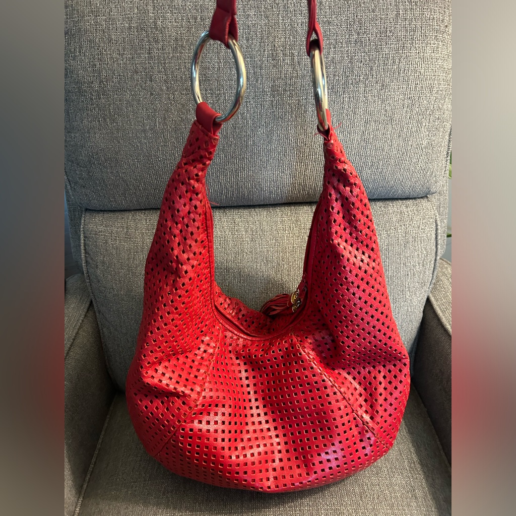 Vintage Brio! Perforated Red Leather Bag